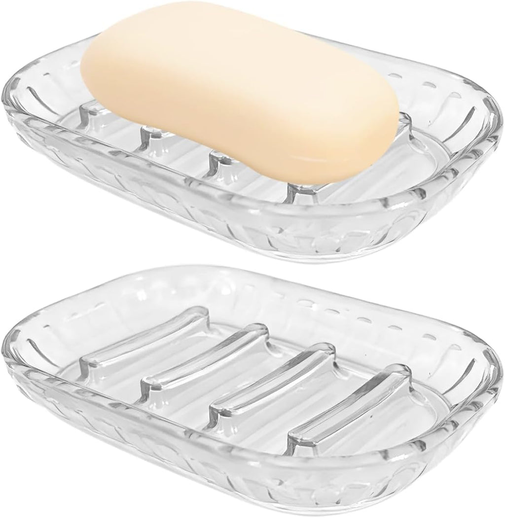 Dahlia Clear Minimal Soap Dish 2 Pack Set