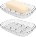 Dahlia Clear Minimal Soap Dish 2 Pack Set