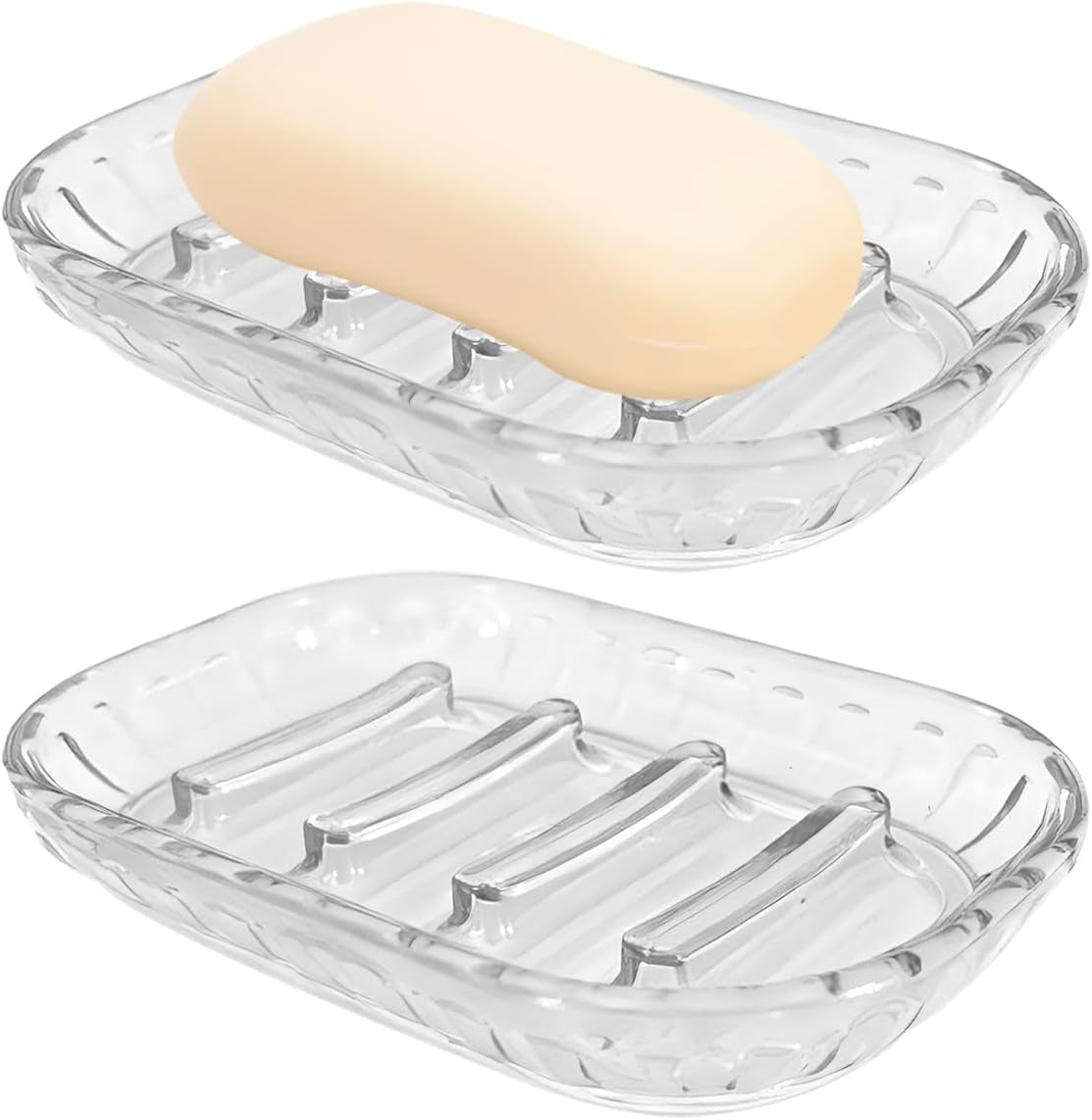 Dahlia Clear Minimal Soap Dish 2 Pack Set