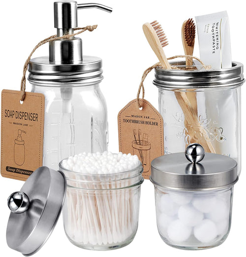 Charming Dahlia Mason Apothecary Bathroom Set (4 Pack)