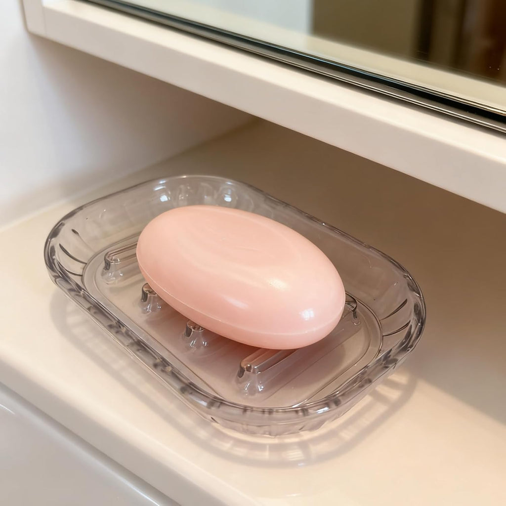 Dahlia Clear Minimal Soap Dish 2 Pack Set