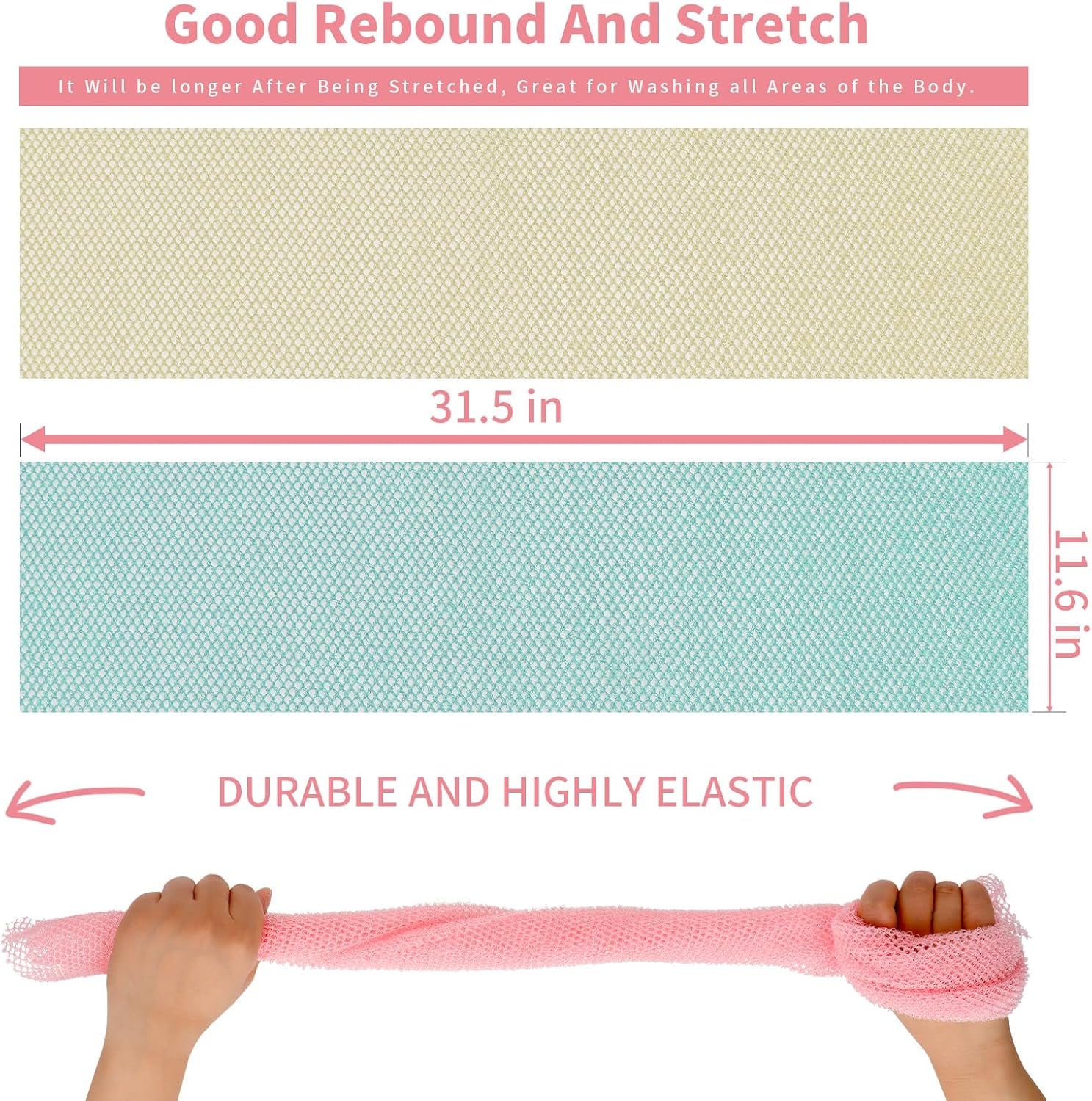 African Net Sponge (3Pcs Pink, Beige, Green)