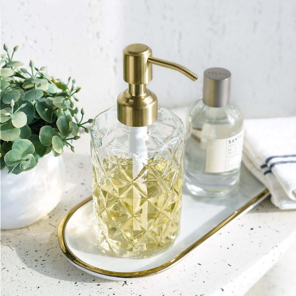 Dahlia Crystal Bloom Glass Soap Dispenser