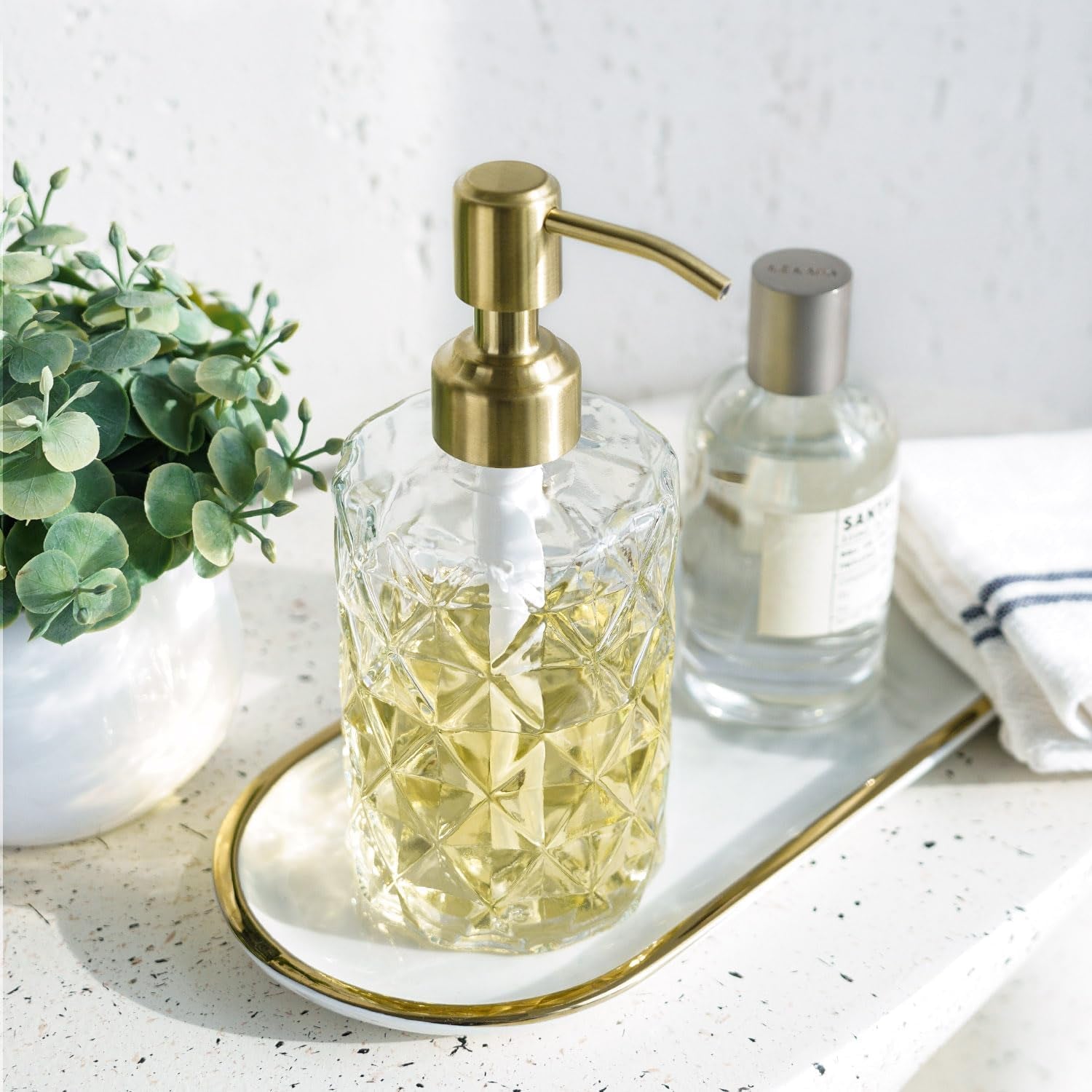 Dahlia Crystal Bloom Glass Soap Dispenser