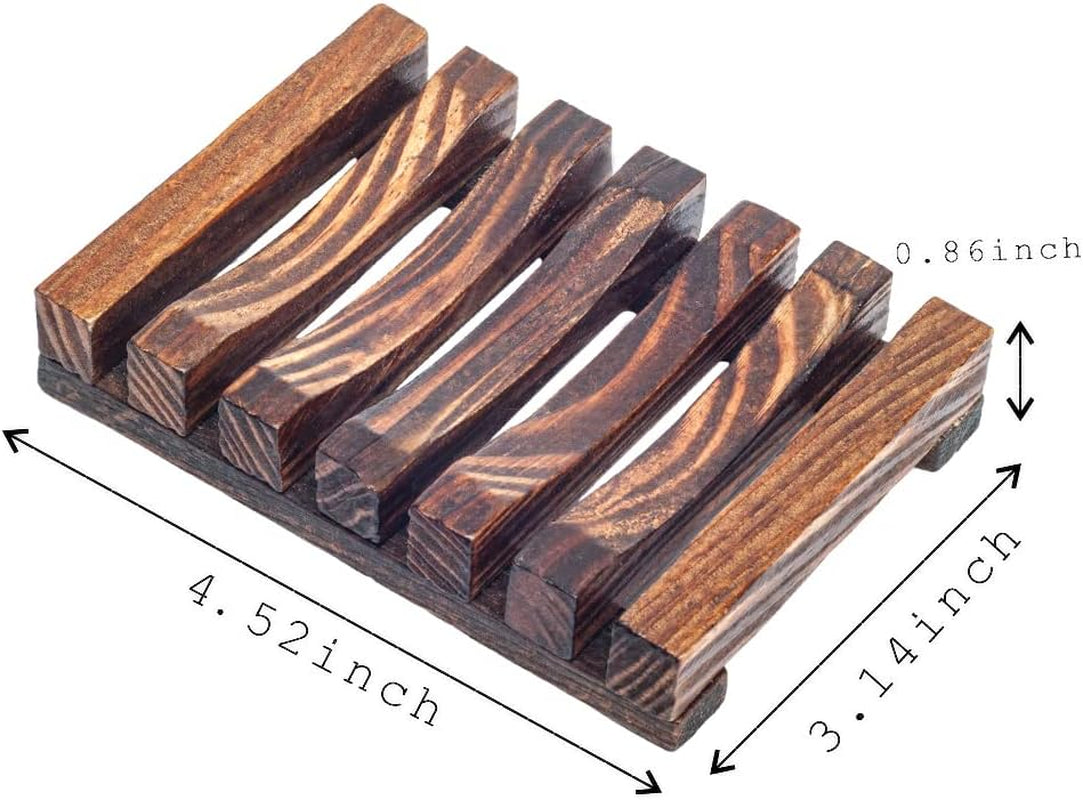 Dahlia Natural Wood Self-Draining Soap Dish 6 Pcs Set