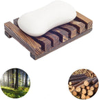 Dahlia Natural Wood Self-Draining Soap Dish 6 Pcs Set