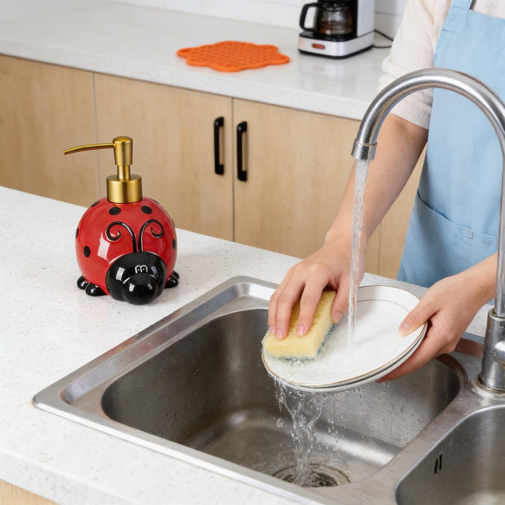 Charming Dahlia Ladybug Ceramic Dispenser