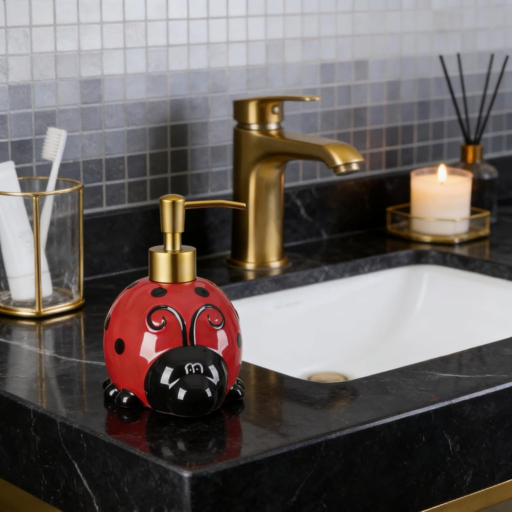 Charming Dahlia Ladybug Ceramic Dispenser