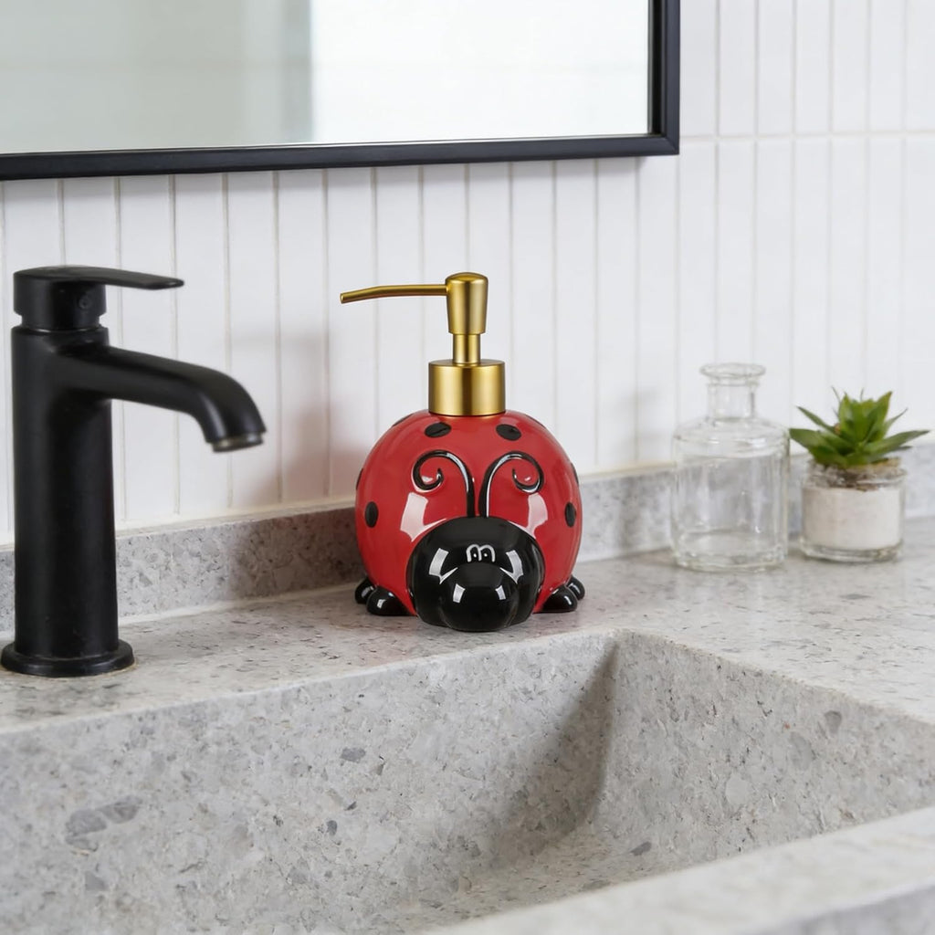 Charming Dahlia Ladybug Ceramic Dispenser