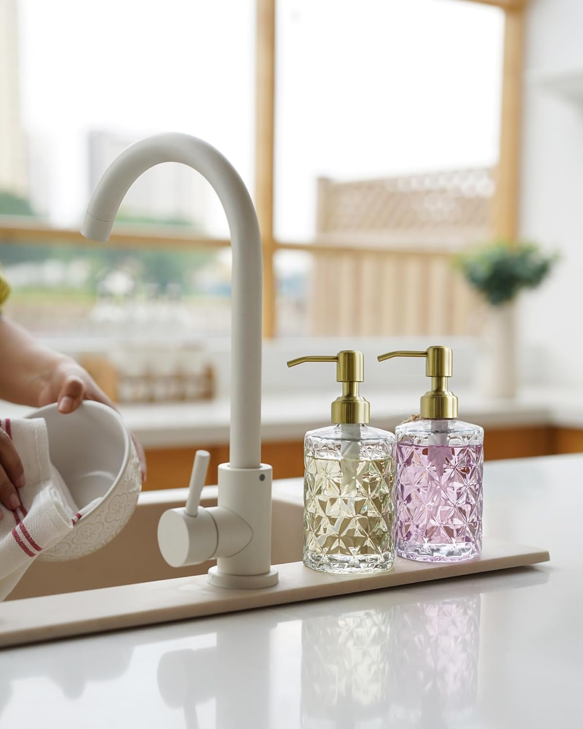 Dahlia Crystal Bloom Glass Soap Dispenser