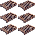 Dahlia Natural Wood Self-Draining Soap Dish 6 Pcs Set
