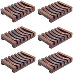 Dahlia Natural Wood Self-Draining Soap Dish 6 Pcs Set