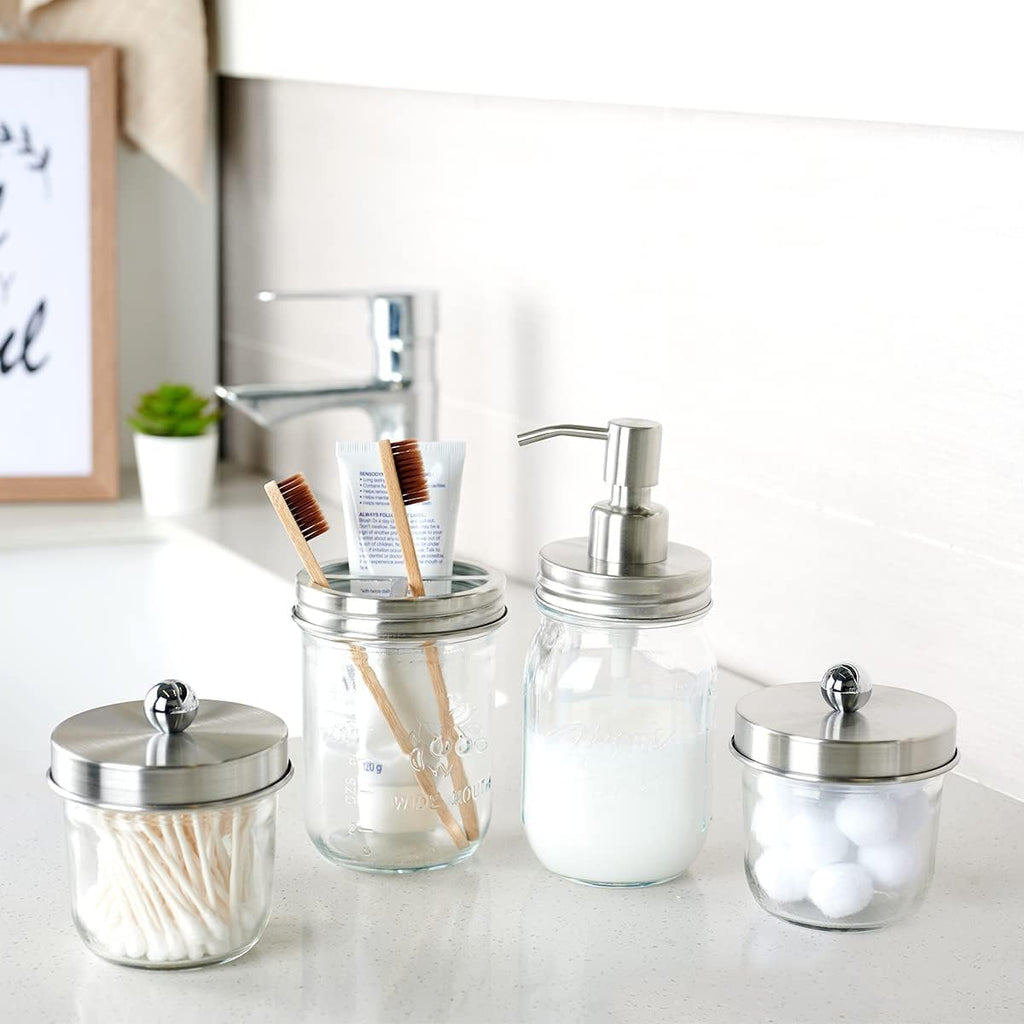 Charming Dahlia Mason Apothecary Bathroom Set (4 Pack)